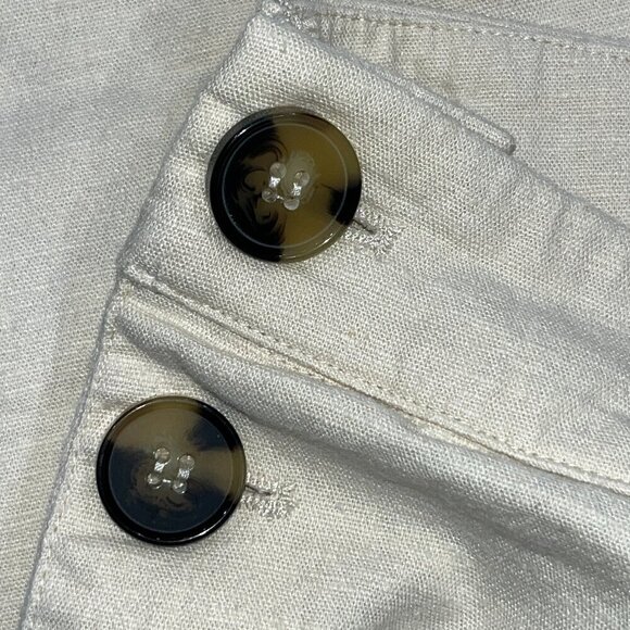 LPA Linen Blend Jacopo Side Button Closure Sailor Wide Leg Pants - Ivory - XS - Picture 9 of 11